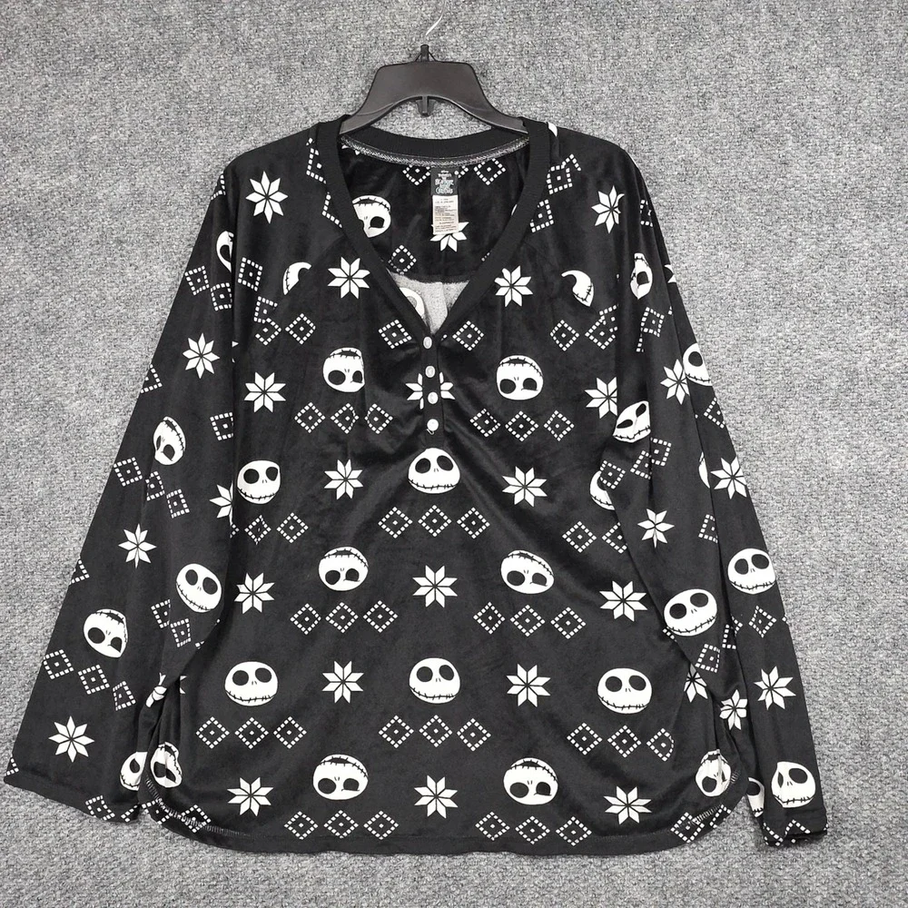 Disney Womens 3X Nightmare Before Christmas Sleep Shirt Black Jack Skellington - Picture 1 of 8